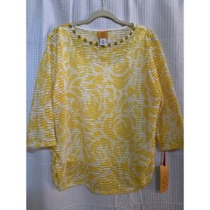 Ruby Rd Petite NWT‎ Women's Petite Xl Yellow Blouse